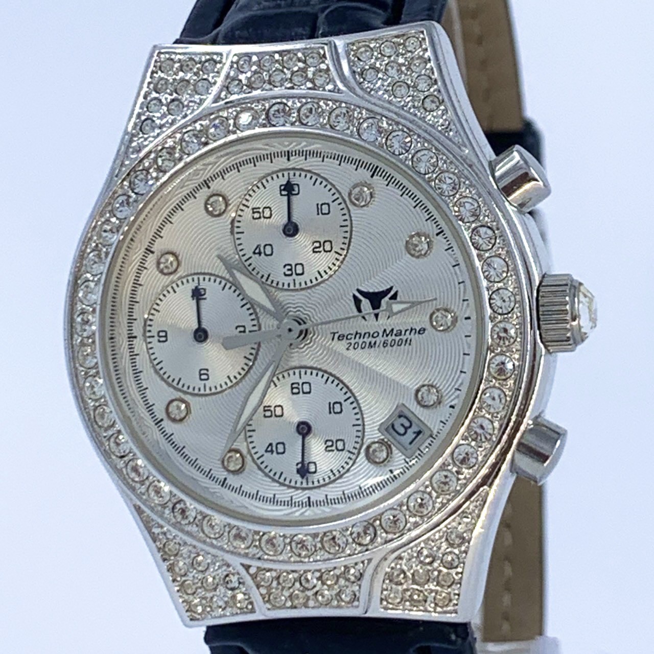 Techno Marine Quartz Indial 9P Natural Diamond Silver Dial Wristｗatch Swiss Made