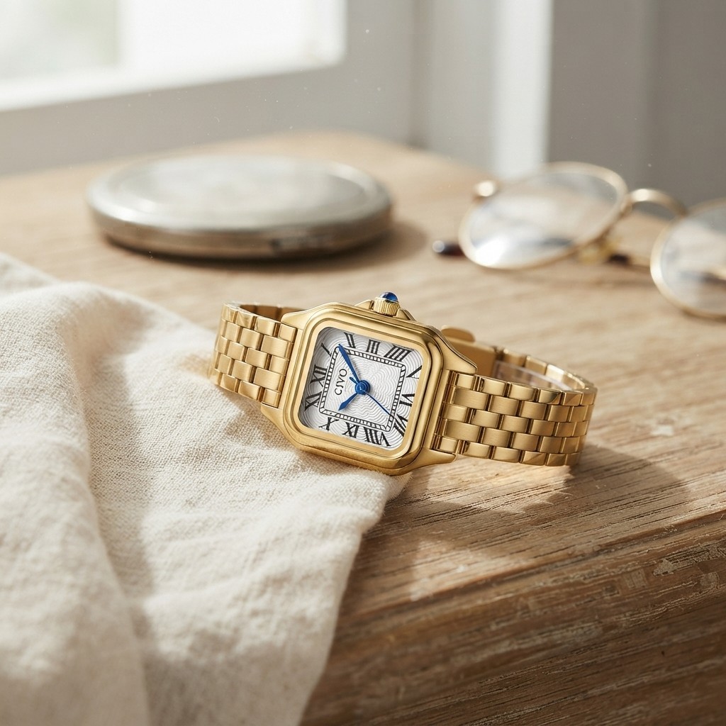 Gold-tone Women’s Watch with Roman Dial – Dainty Vintage Gift for Loved Ones