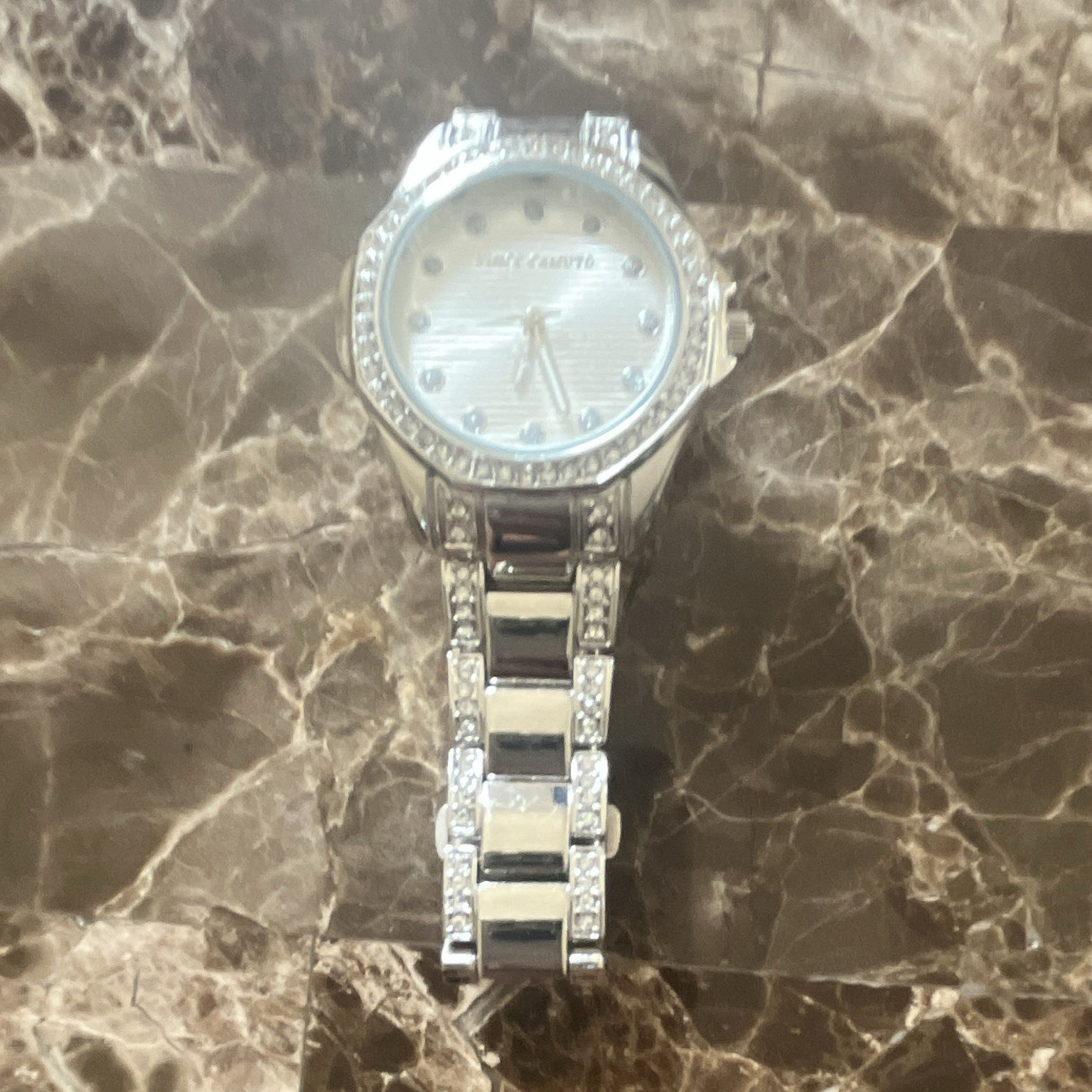Vince Camuto Women’s Silver Tone Analog Quartz Watch Rhinestone Bezel Bracelet