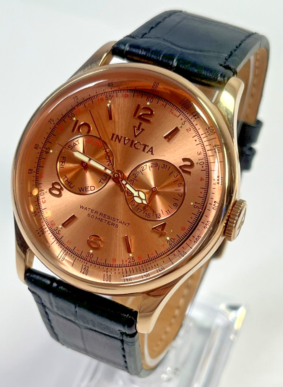 Rare 44mm Invicta 6752 Flame-Fusion Crystal Stainless Rose Gold-Tone New battery