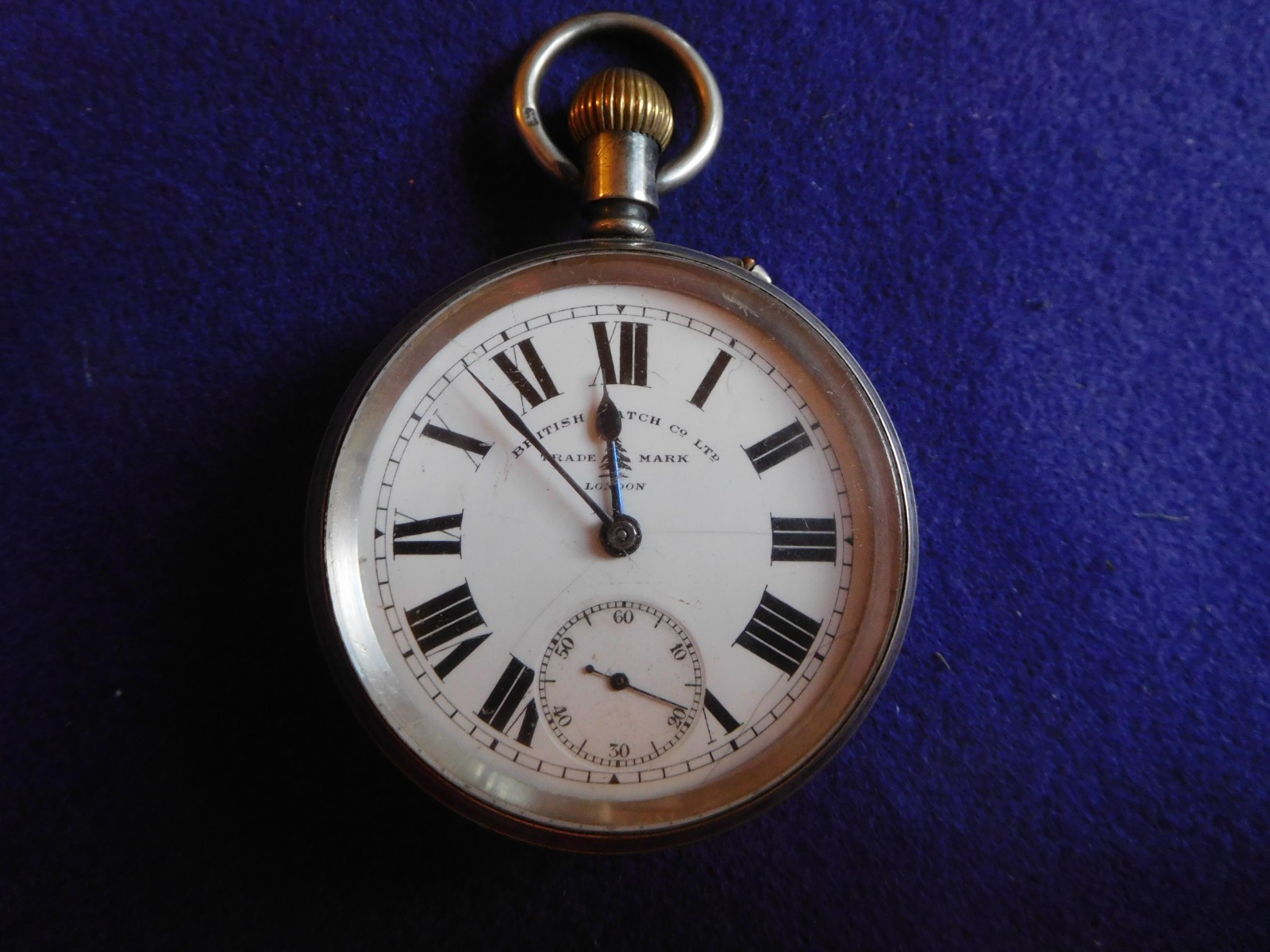 Rare WW1 English silver military pocket watch, Hallmarked 1918.