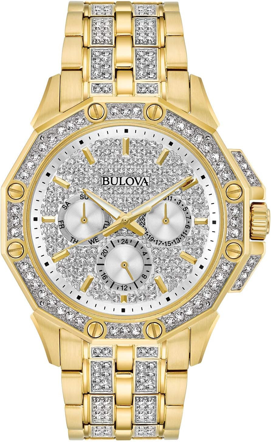 Men’S Crystal Octava Chronograph Quartz Watch, Pave Crystal Dial 98c126