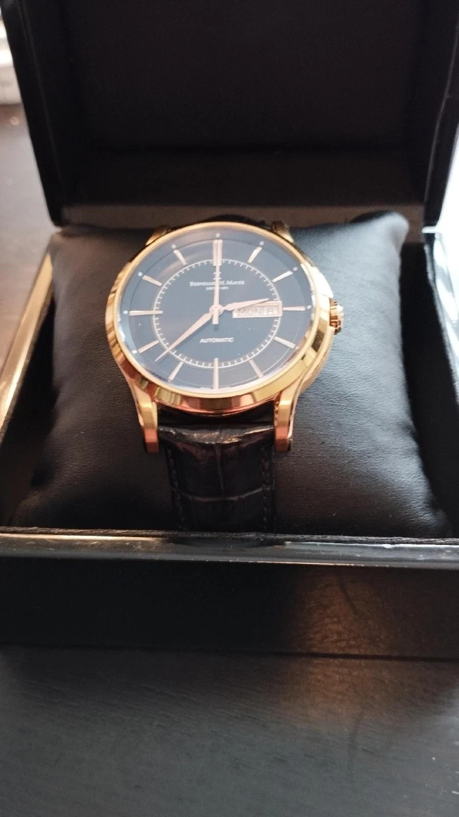 BERNHARD H. MAYER MEN’S SWISS MADE AUTOMATIC GOLDPLATED FULL SET EUC