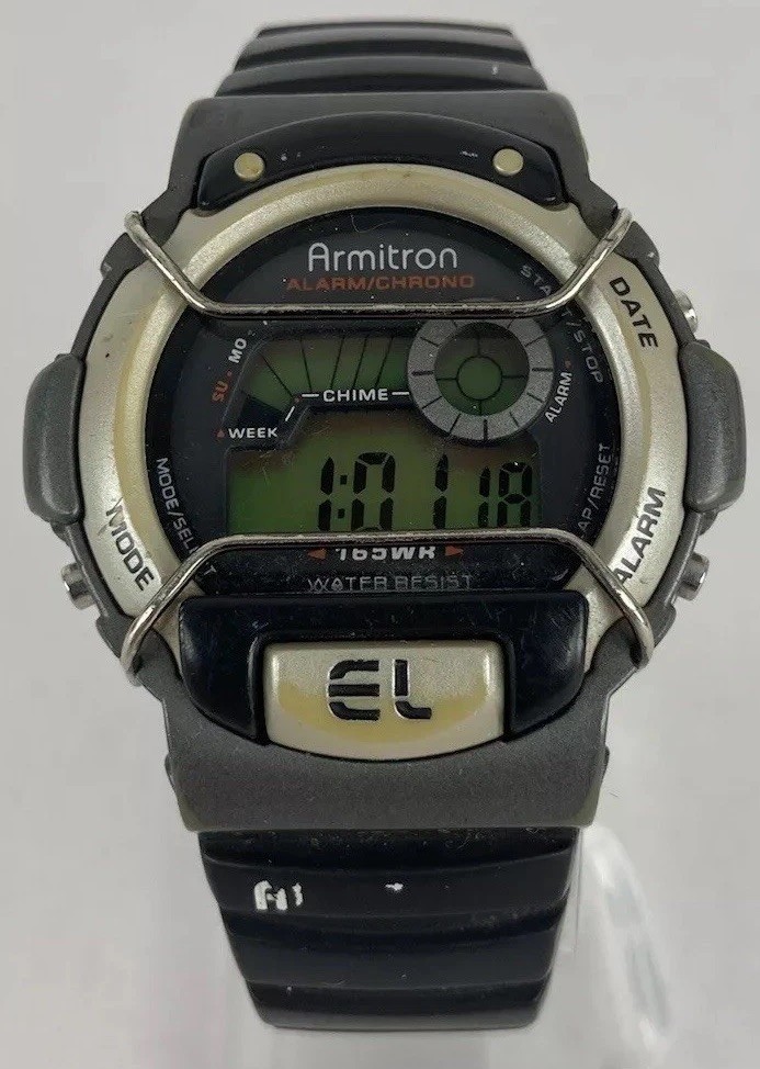 Armitron 40/6649 44mm Black Quartz Digital Sport Watch w/Band & New Battery
