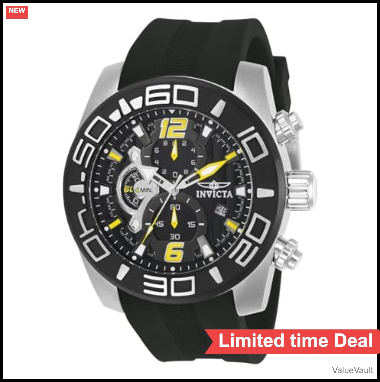 Men’s Quartz Wrist Watch 50mm Chronograph Date Luminous Silicone Strap 100m