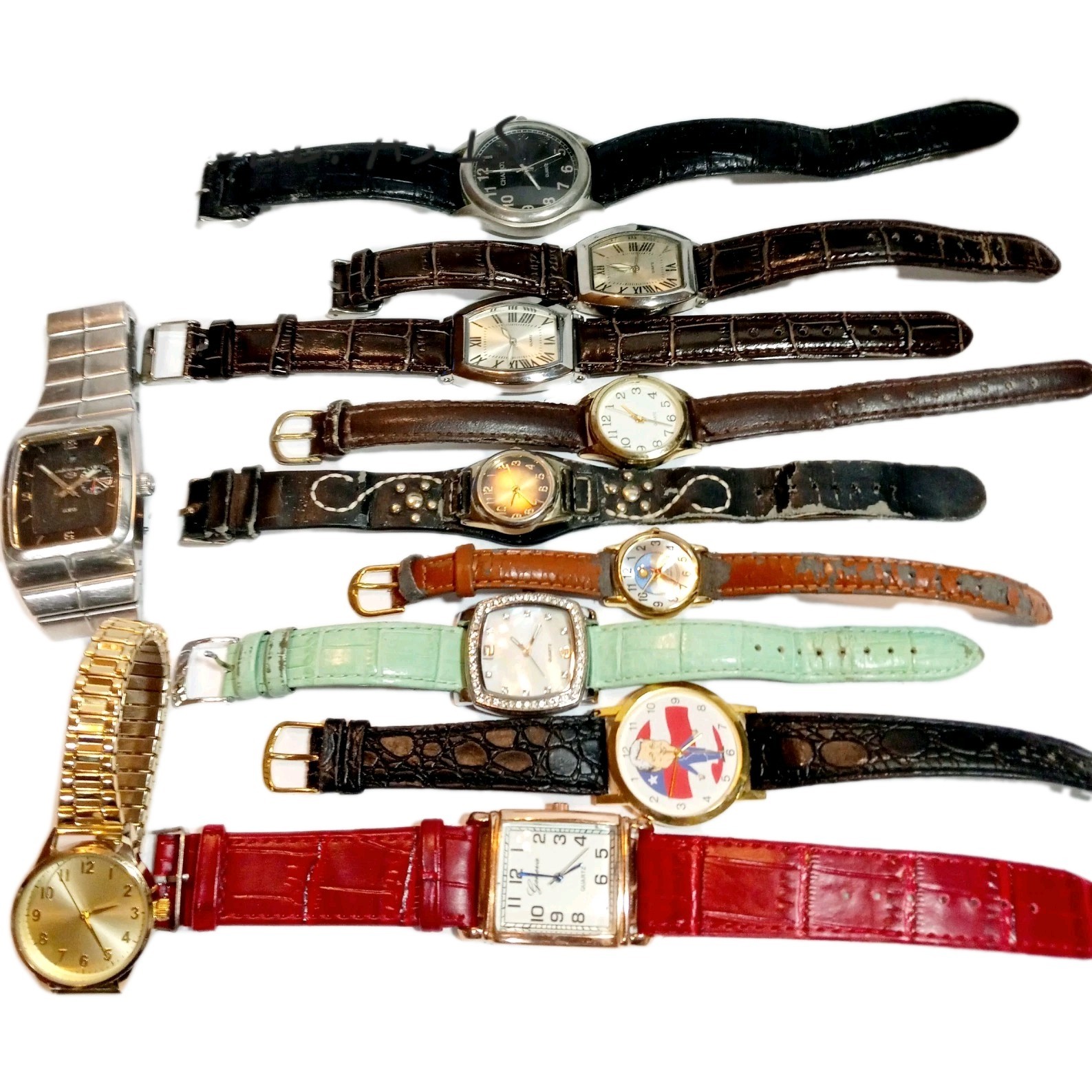 Watch Lot Of 11 Not Tested Assorted Brands For Repair Or Parts