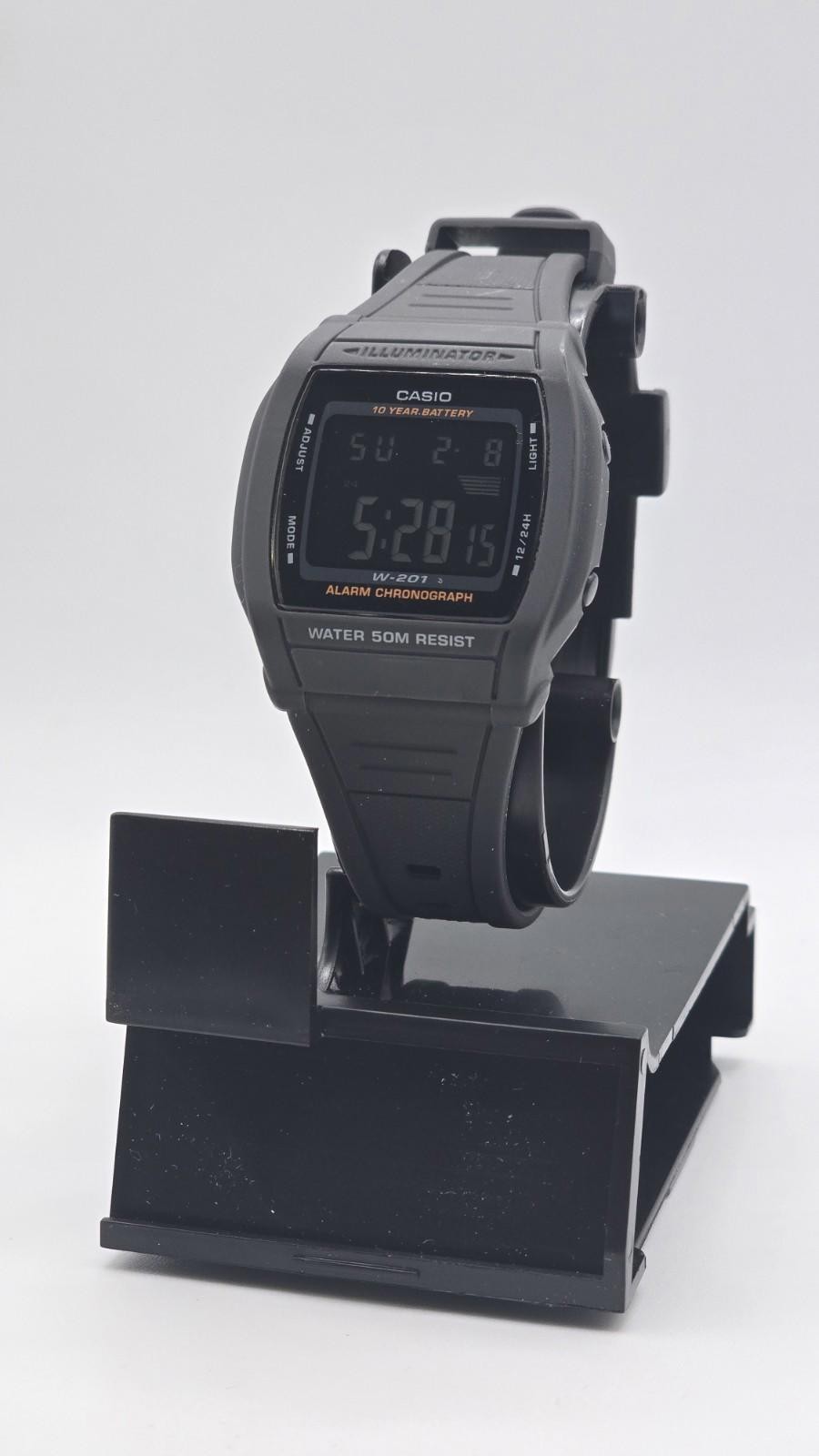 Casio W201-1BV Digital Chronograph Watch Resin Band Alarm 10 Year Battery