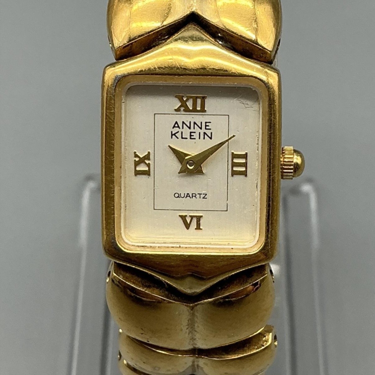 Anne Klein Womens Watch 16mm White Dial Gold Tone Bracelet New Battery 6.5″