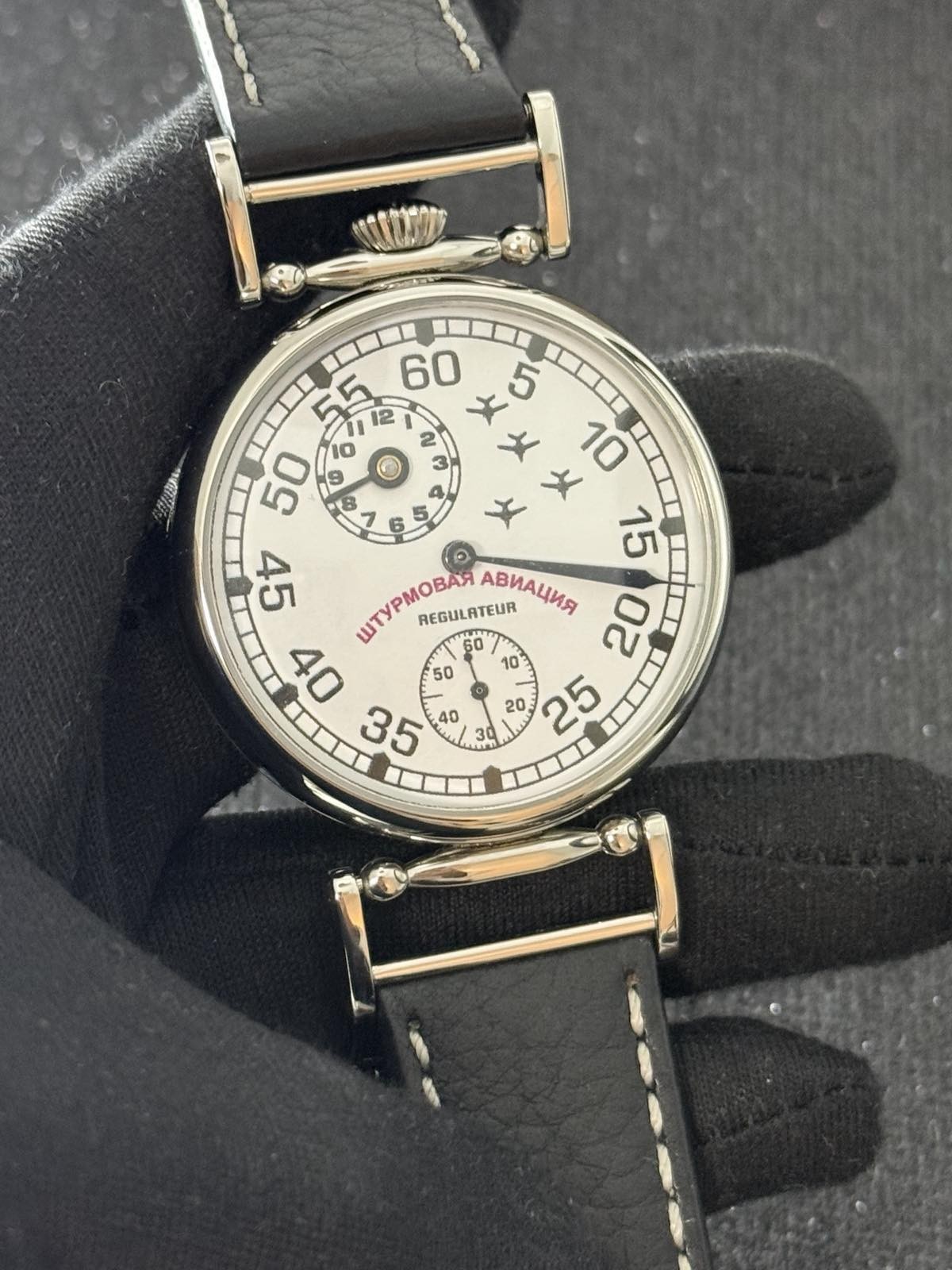Regulator Watch Mechanical Wrist Russian Attack Aviation Men Pilot Fight Molniya