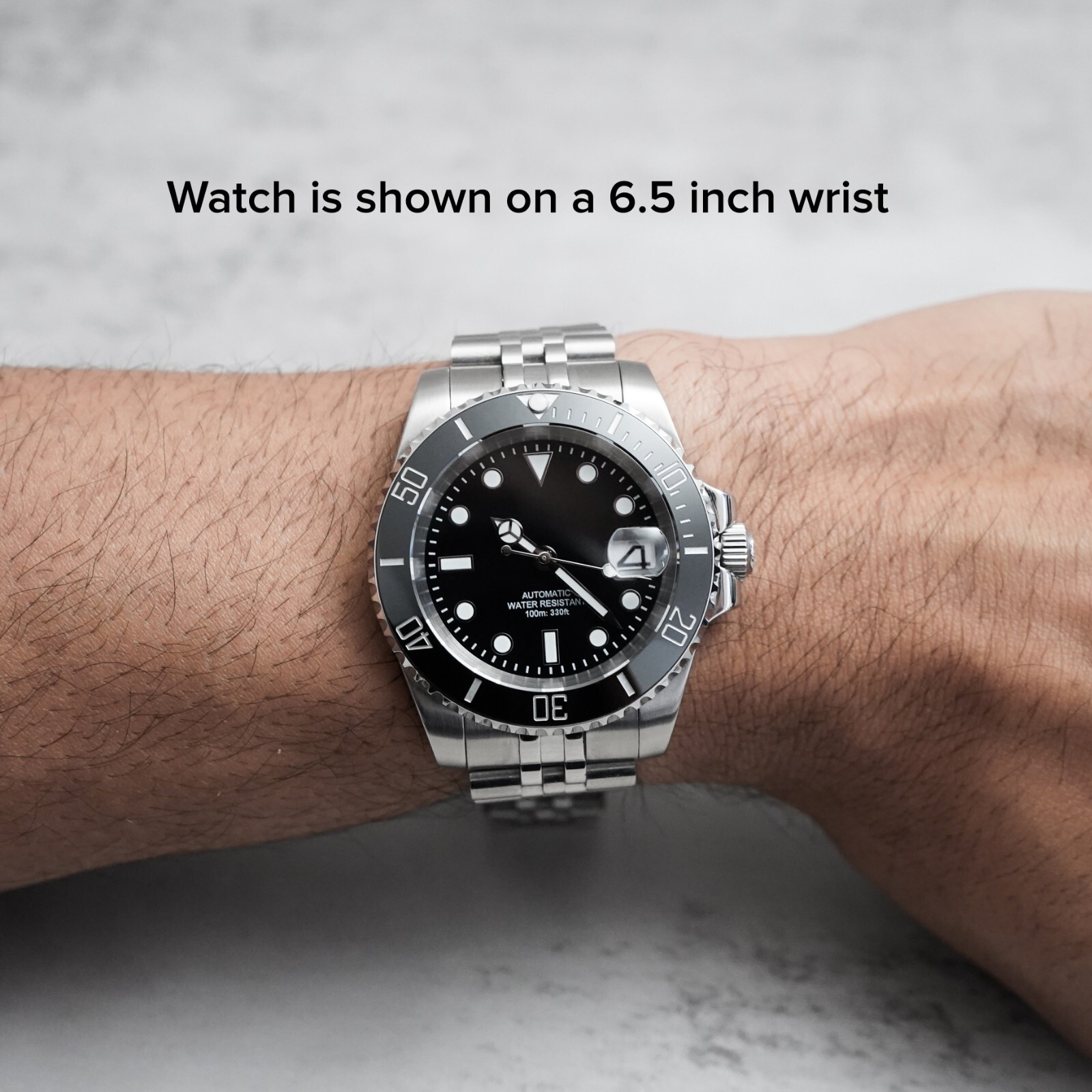 40mm Black Custom Sub Style Mod Watch NO LOGO w/ Jubilee & NH35 Automatic