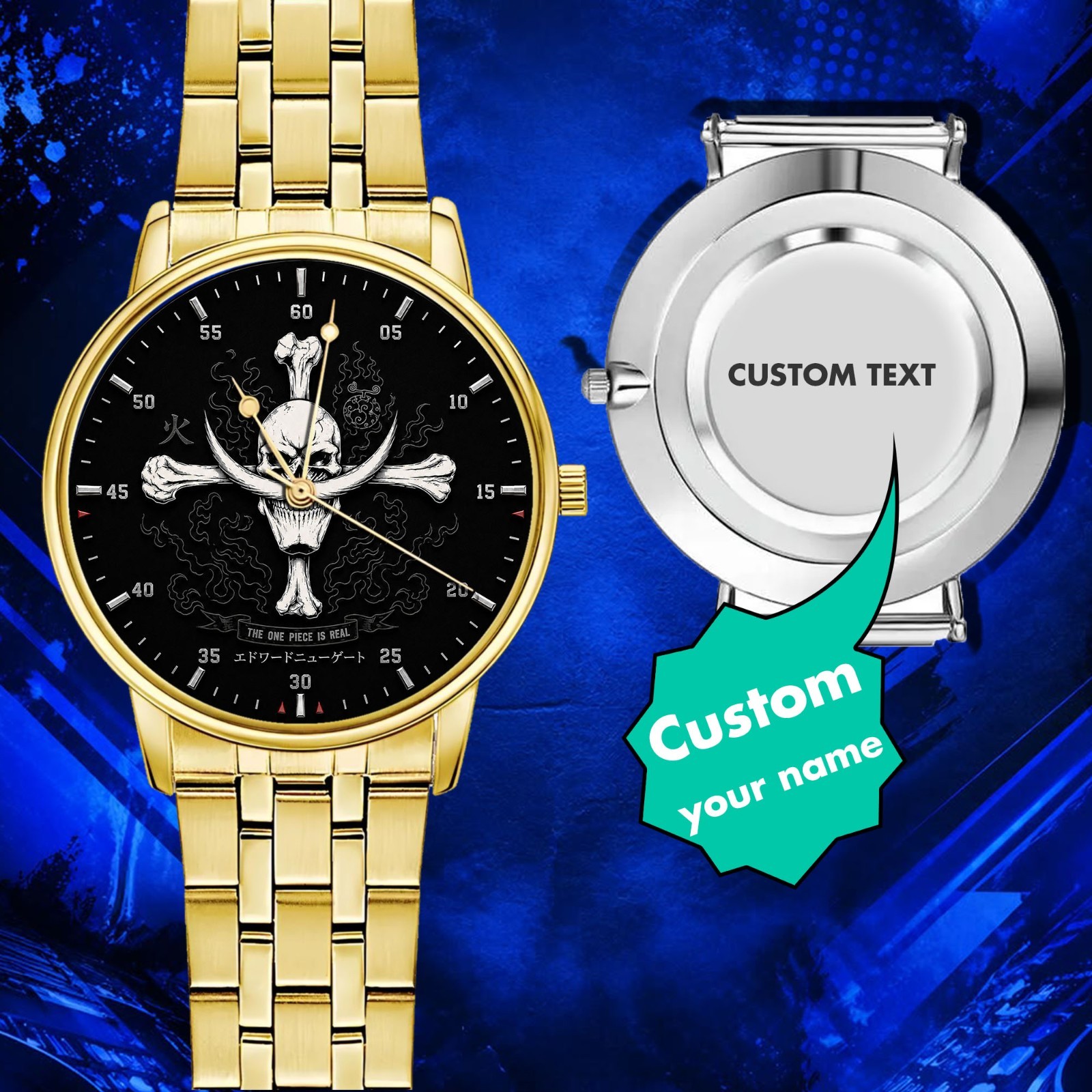 Wristwatch Custom Whitebeard Skull Watch Personalized Pirate Inspired Engraved