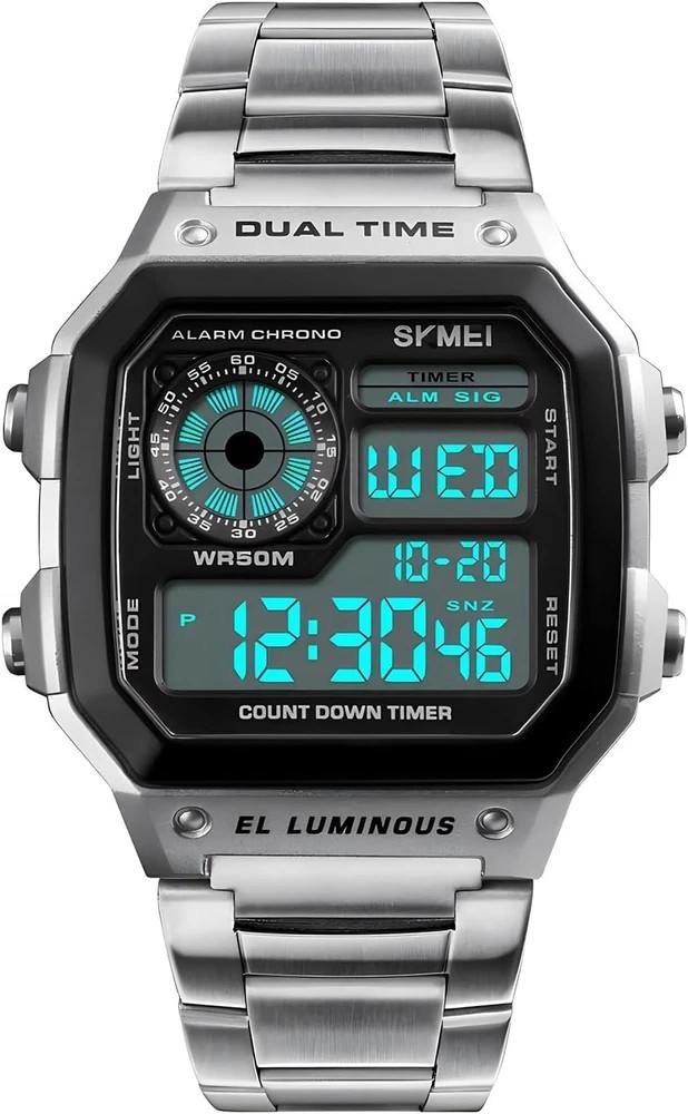 Reloj Para Hombre Casio Resistente Al Agua Acero Inoxidable Hora Mundial Plata