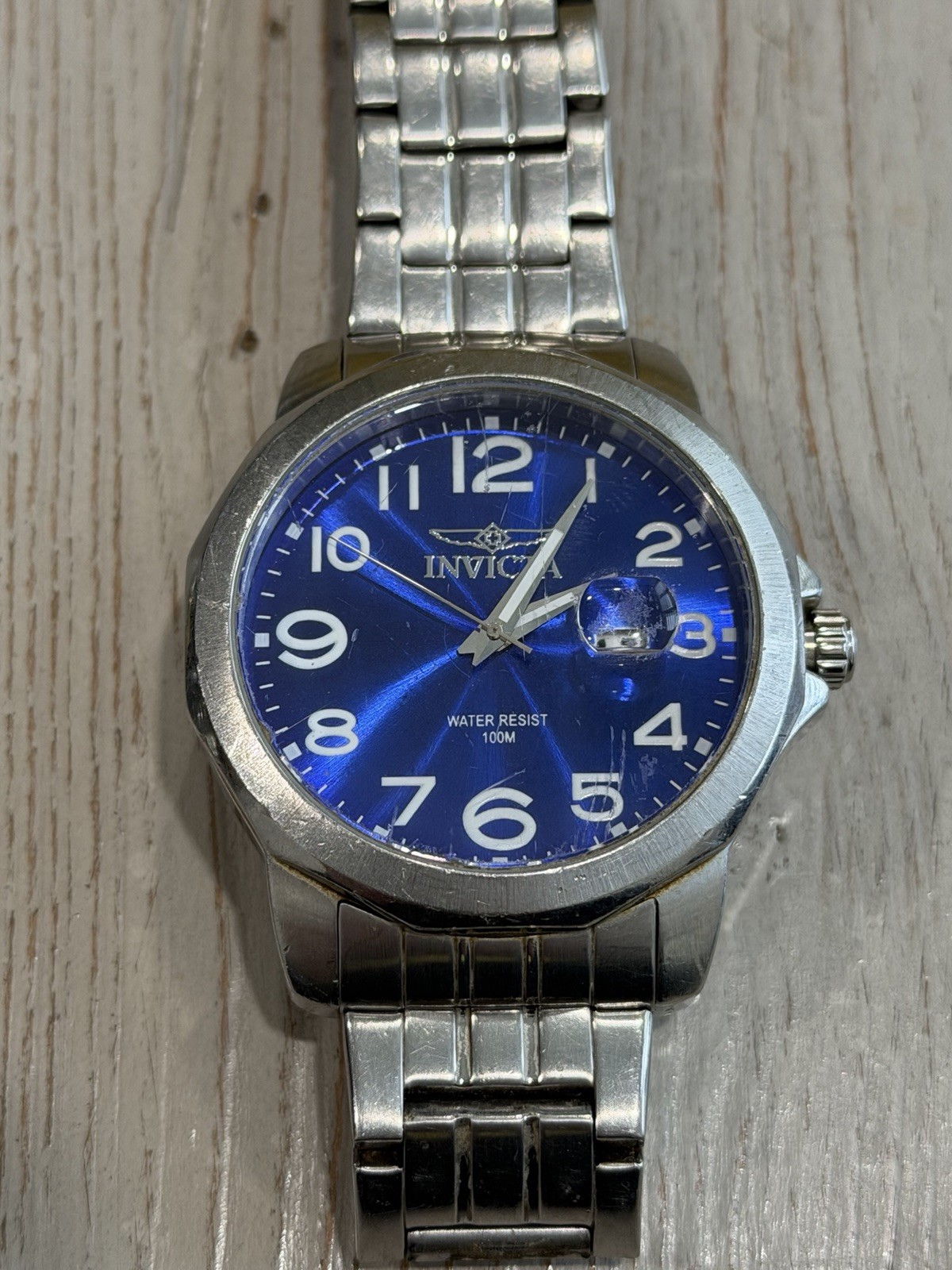 Invicta Silver & Blue Watch Model 6607 With The Box