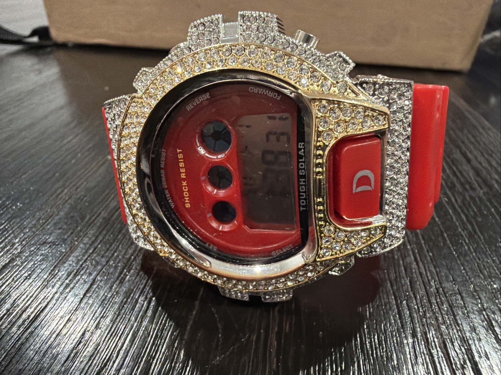 Kingmaster Genuine Diamonds Shock Resistant Digital Quartz Sport Watch RED