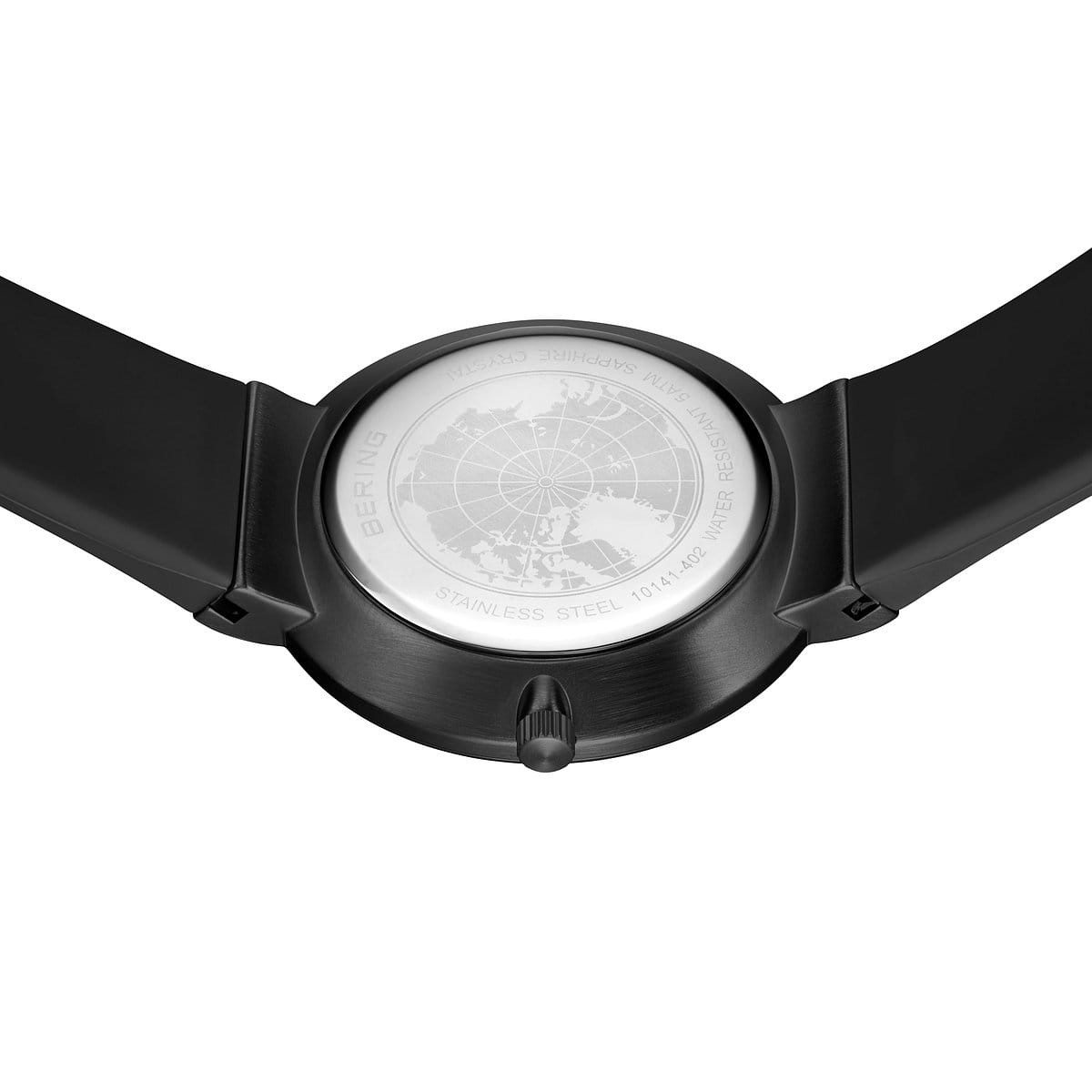 Bering Time – Unisex Black & Red Quartz Watch w/ Silicone Strap – 10141-402