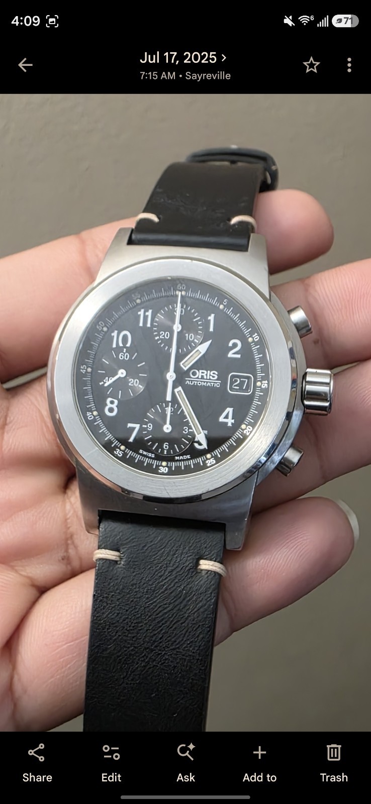 ORIS Big Crown 7511 Black Dial Date Automatic Men’s Watch Box And Original Tag