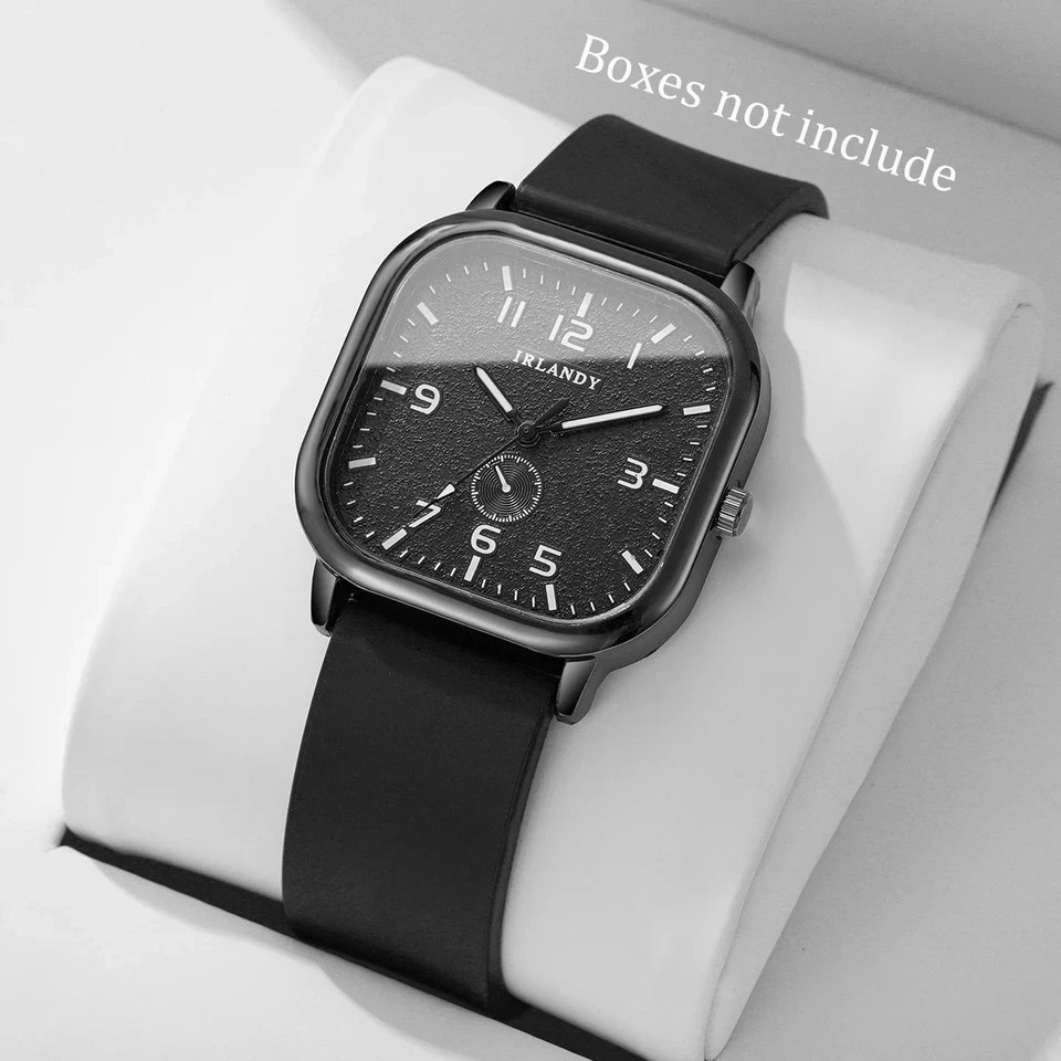 Square Quartz Watch Silicone Strap Casual Sports Men Women