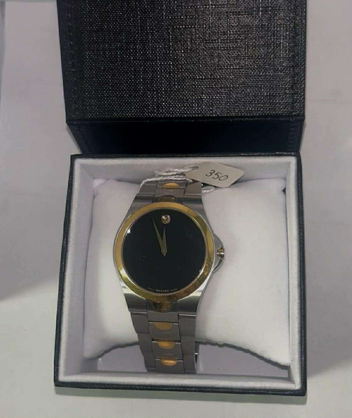 Movado Luno Two Tone Sapphire Crystal Steel 26mm Swiss Made Watch 0605635