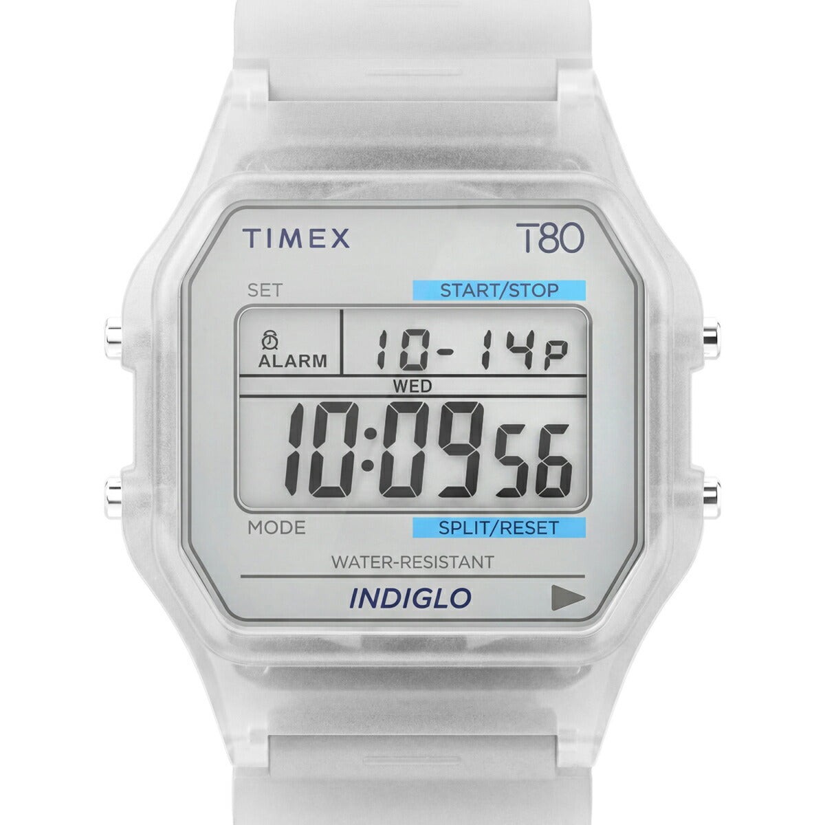Timex T80 Translucent TW2Y36400 Digital Clear Resin 34mm Chrono Watch Japan