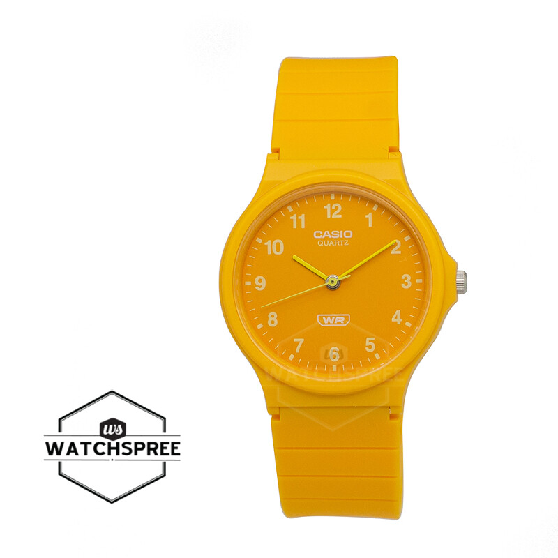 Casio Classic Analog Pop Series Bio-Based Yellow Resin Band Watch MQ-24B-9B