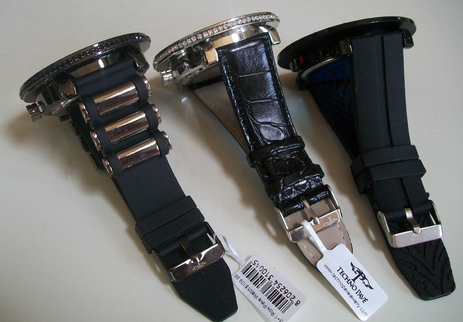 Men’s 5 Row Plain & Map dial TECHNO PAVE Bling Fashion Dressy Watch