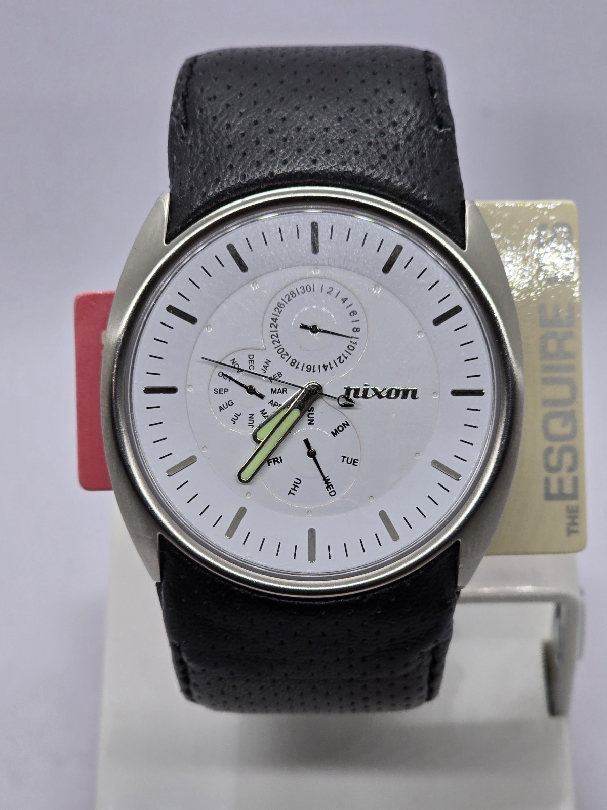 Nixon The Esquire CS Watch Black/Silver Leather Strap