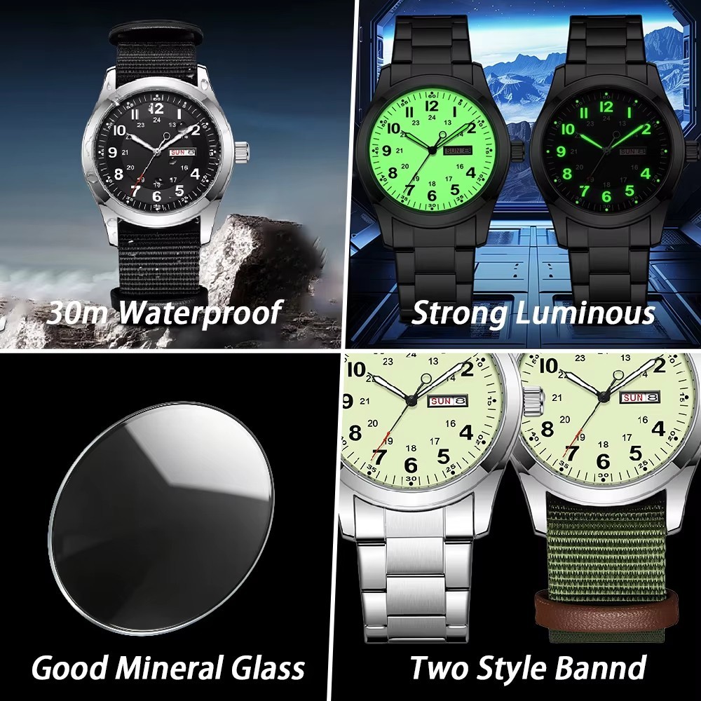New Watch Quartz Speedometer Luminous Dial 42mm Glow in the Dark Luminous Dial