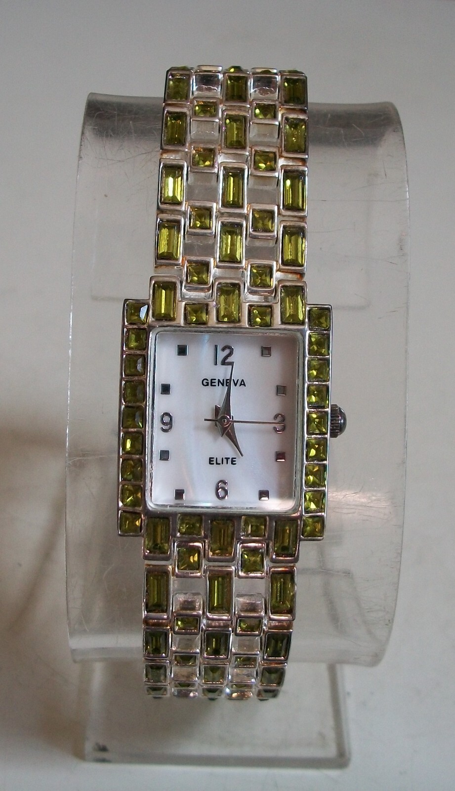 Women’s Silver Finish Blue, Clear & Green Rhinestone Fashion Dressy Party Watch