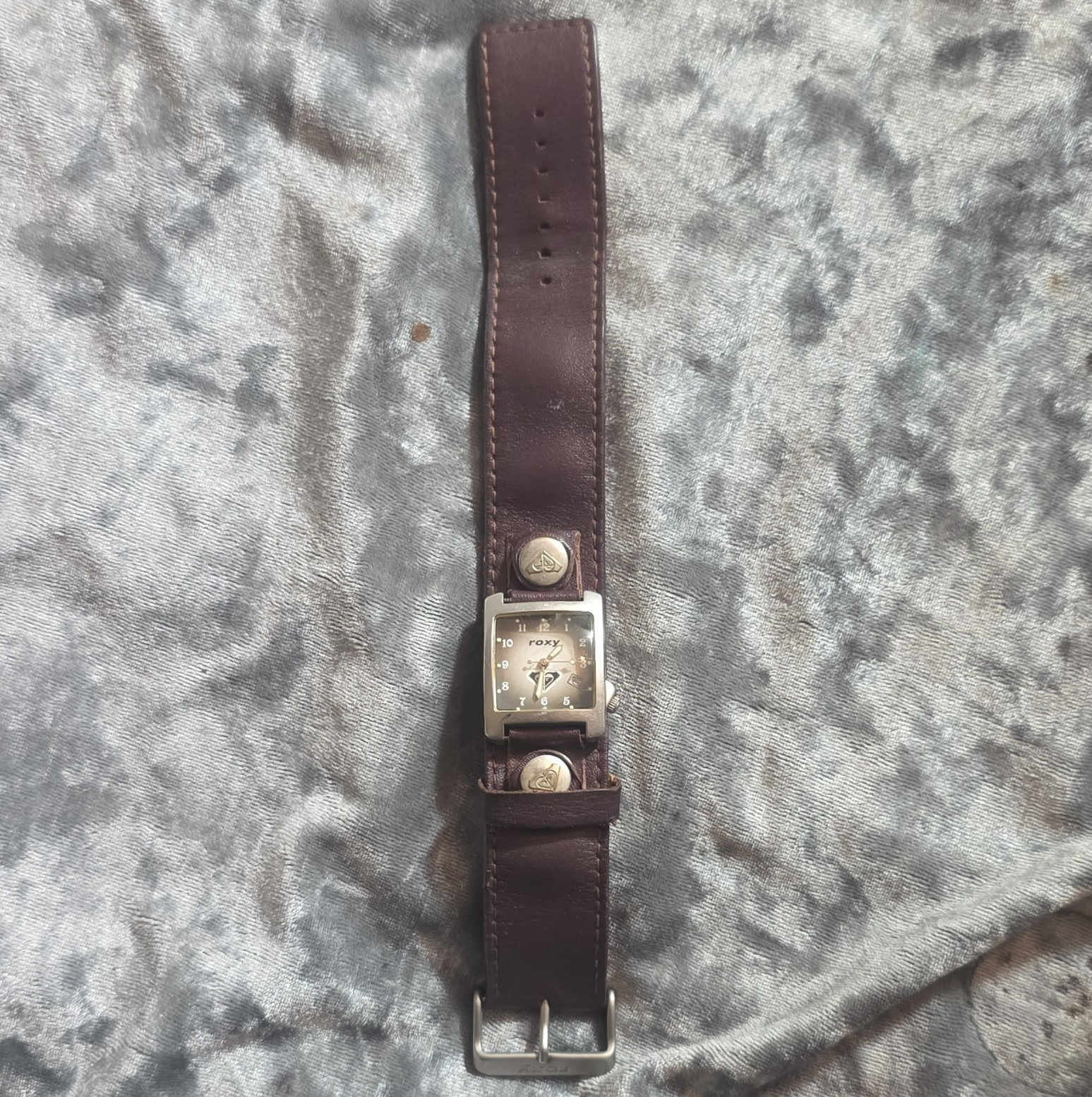 Roxy Women’s Square Analog Quartz Watch Brown Leather Strap Date Display
