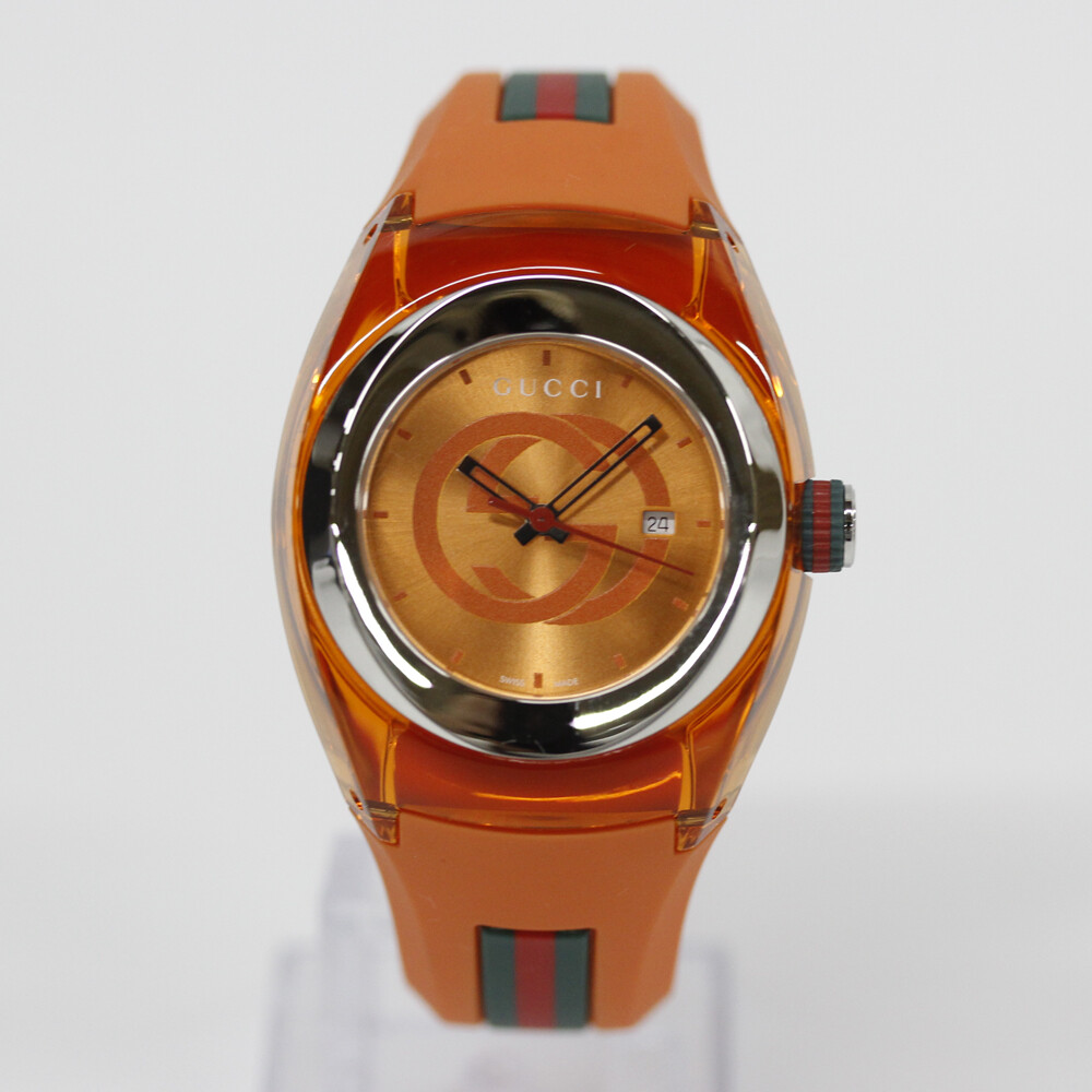 GUCCI SYNC YA137311 Analog Quartz Sapphire Crystal Orange Orange