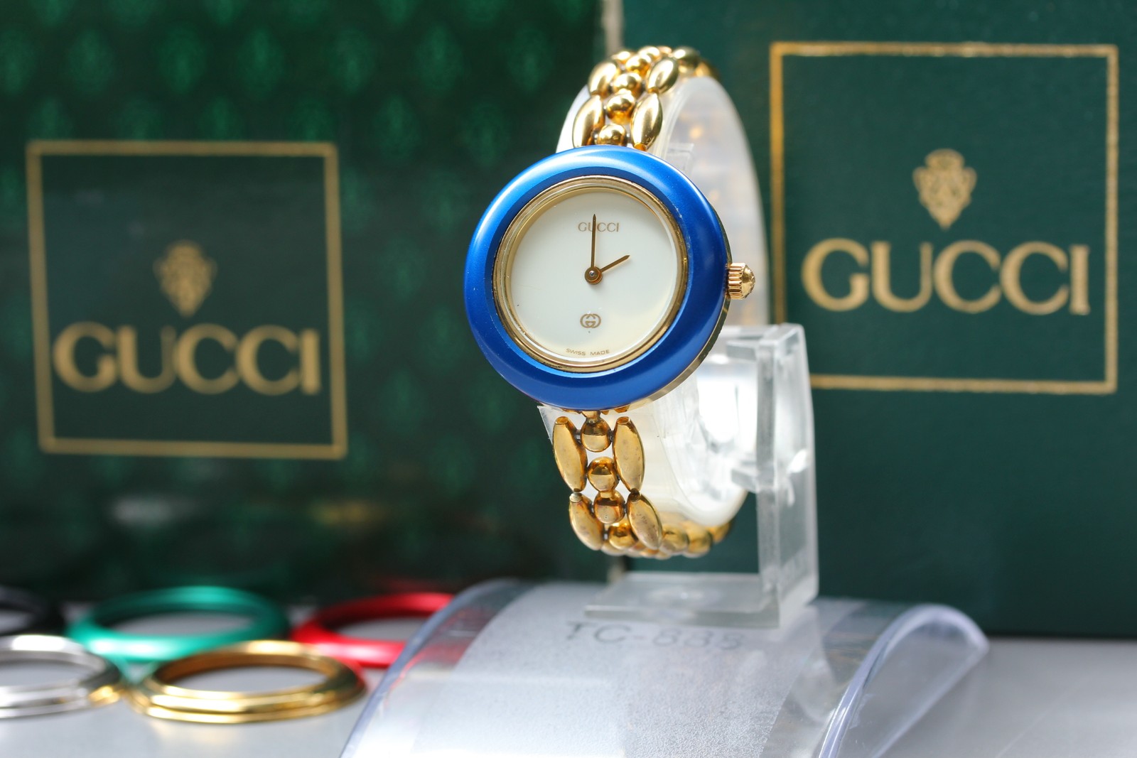 [Box, Paper] GUCCI Change Bezel 11/12 Gold 6 Colors Qz Watch (About 14.7cm band)