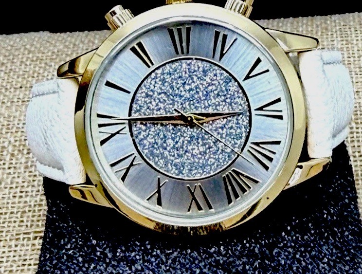 Kessaris ladies sparkle glitter face japanese movement Watch nib