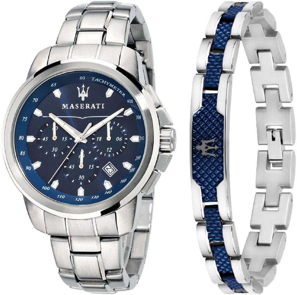 Men’s Maserati Successo R8851121016 Chronograph Blue Dial Steel Bracelet Watch