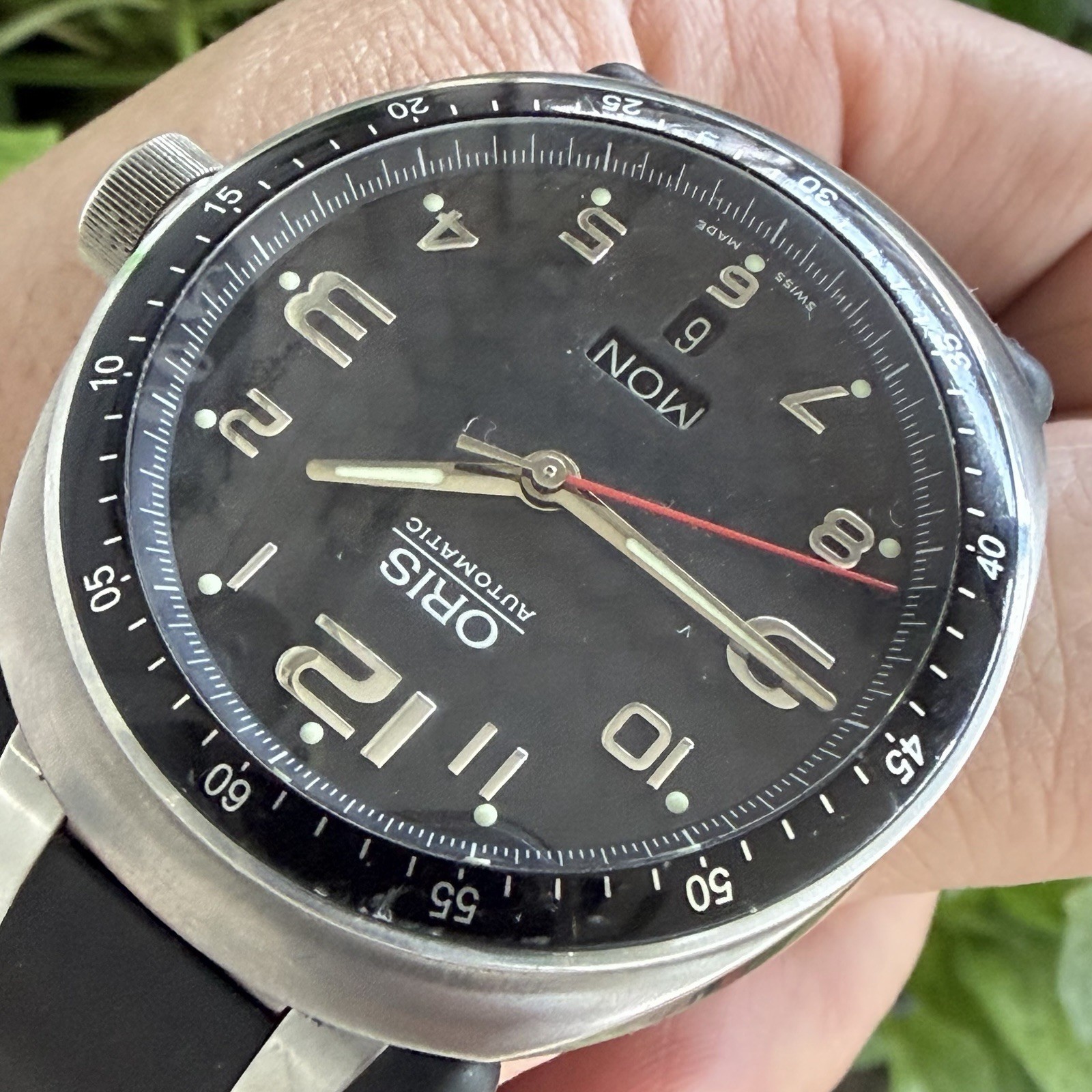 ORIS TT3 7588 Titanium Day/Date Automatic Men’s 41mm Watch RUNS! Keeps Time!