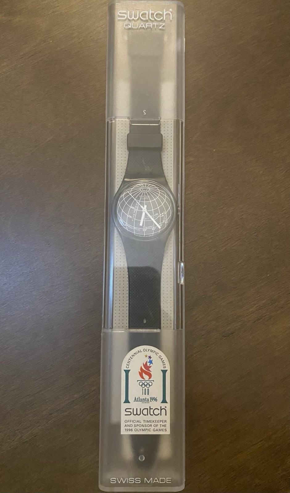 Swatch Standards 1995 GB164 Black Globe Watch New Vintage Art