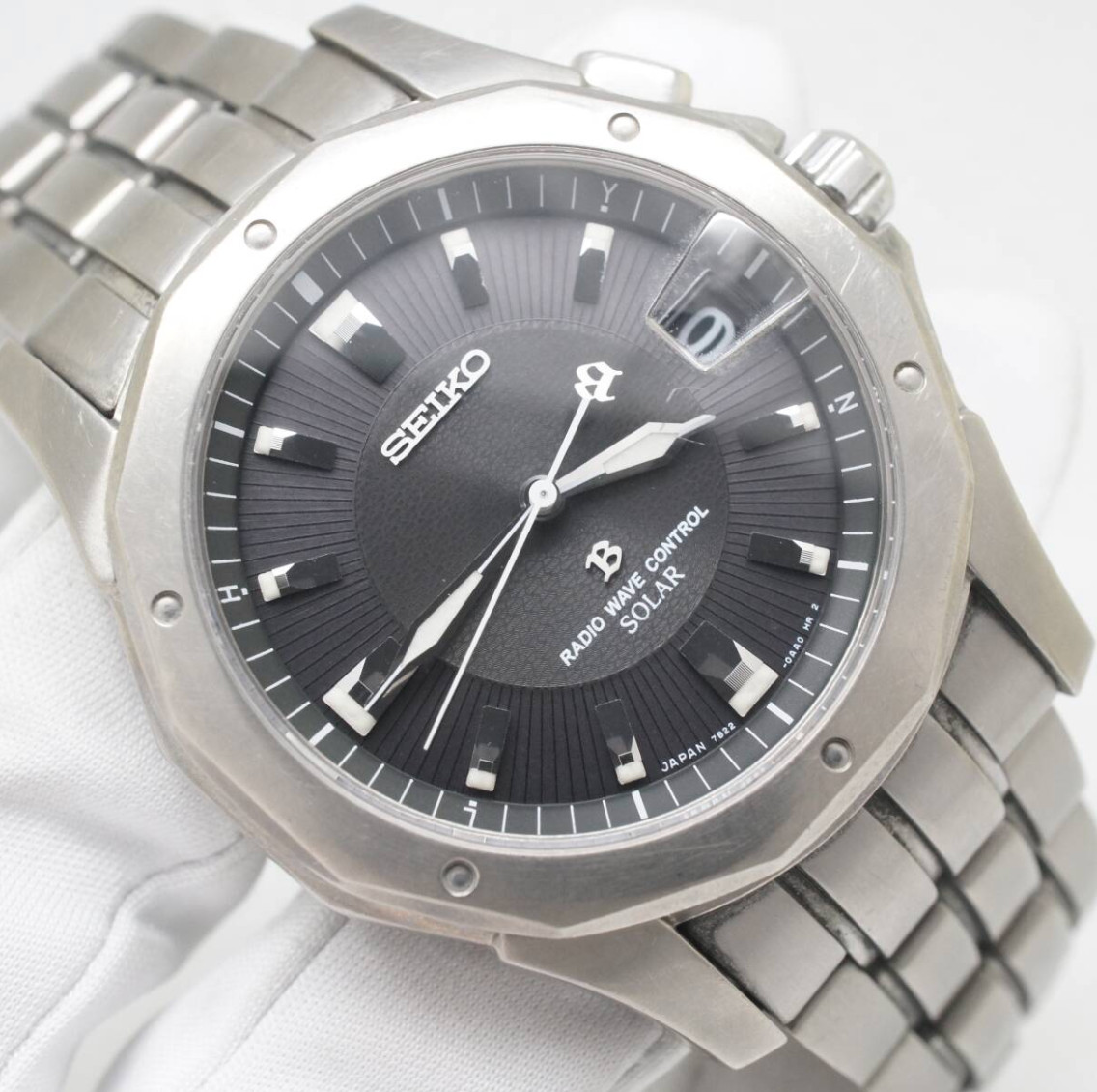 Seiko Brightz 7B22-0AC0 Titanium Radio Wave Solar Mens Watch From JAPAN