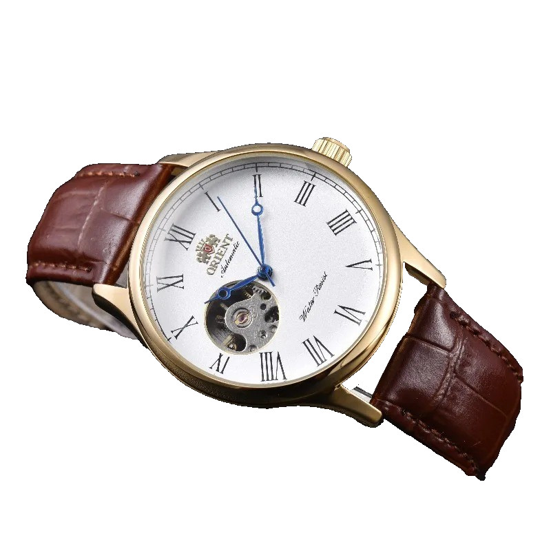ORIENT Open Heart Automatic Watch Men Leather Waterproof Luxury Mechanical Watch