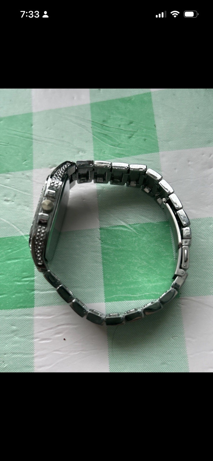 Halukakah Silver Tone Rhinestone Men’s Quartz Watch