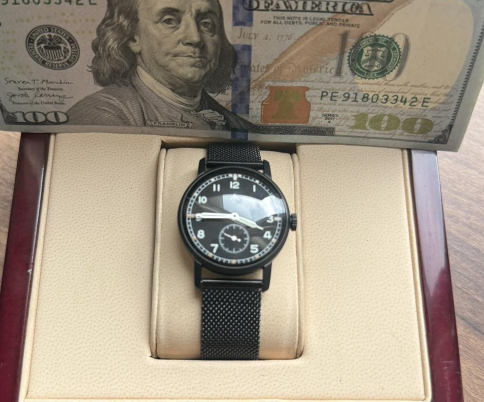 Pobeda Pilot Soviet Mechanical Black Dial Vintage Watch Zim 1990s Russian Men’s