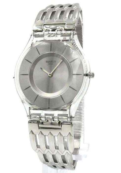 New Swiss Swatch Skin Furious Stainless Steel Bracelet Watch 35mm SFK396G $130