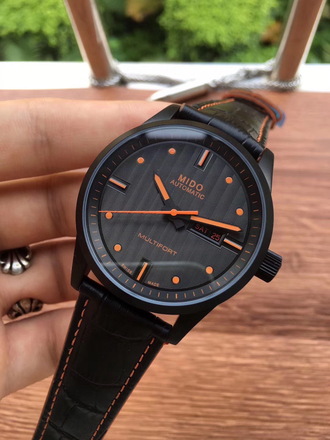 MIDO Multifort Automatic Men Watch Black / Orange 42mm Leather Strap