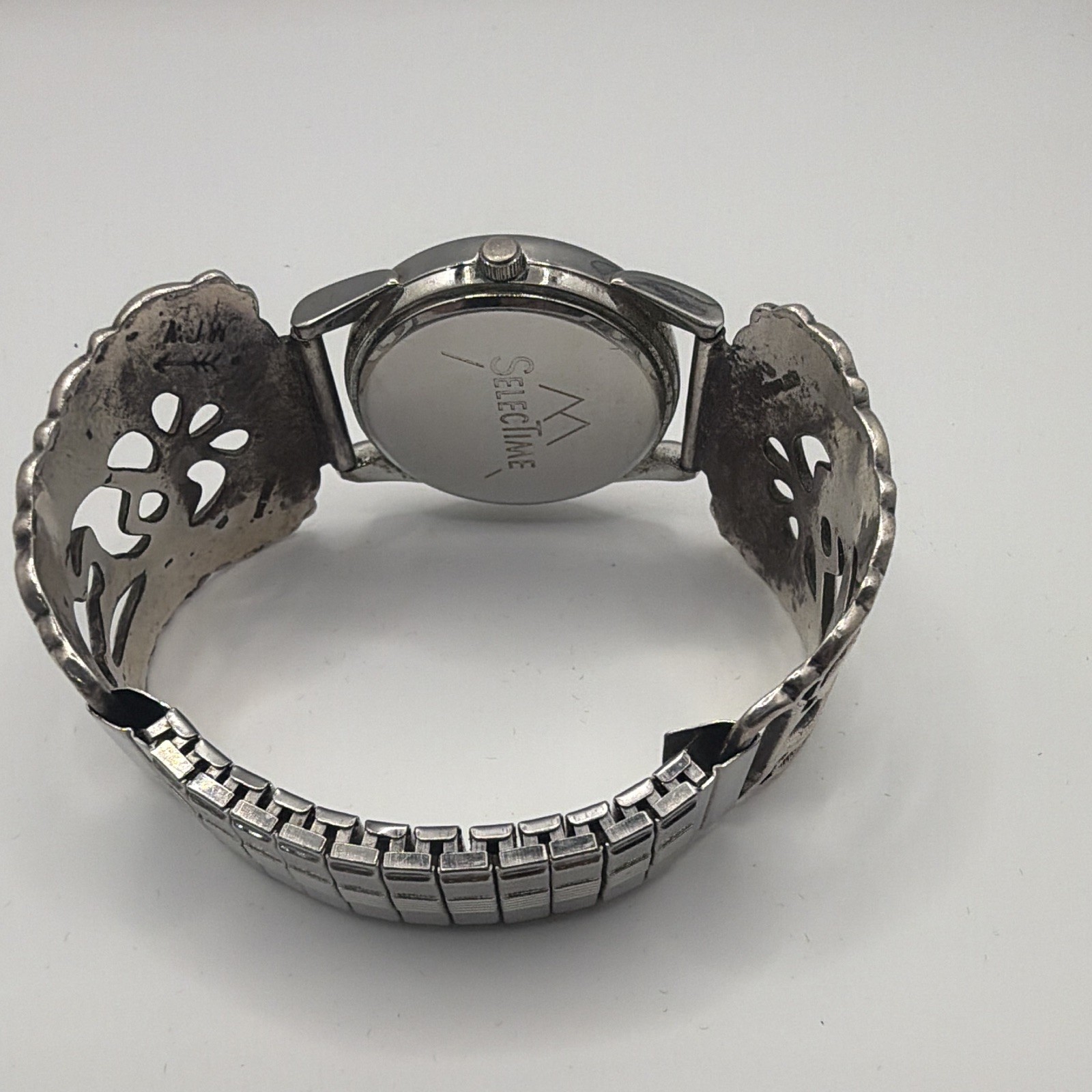 Selectime signed AJW Analog Watch Black Dial 925 Silver Bracelet