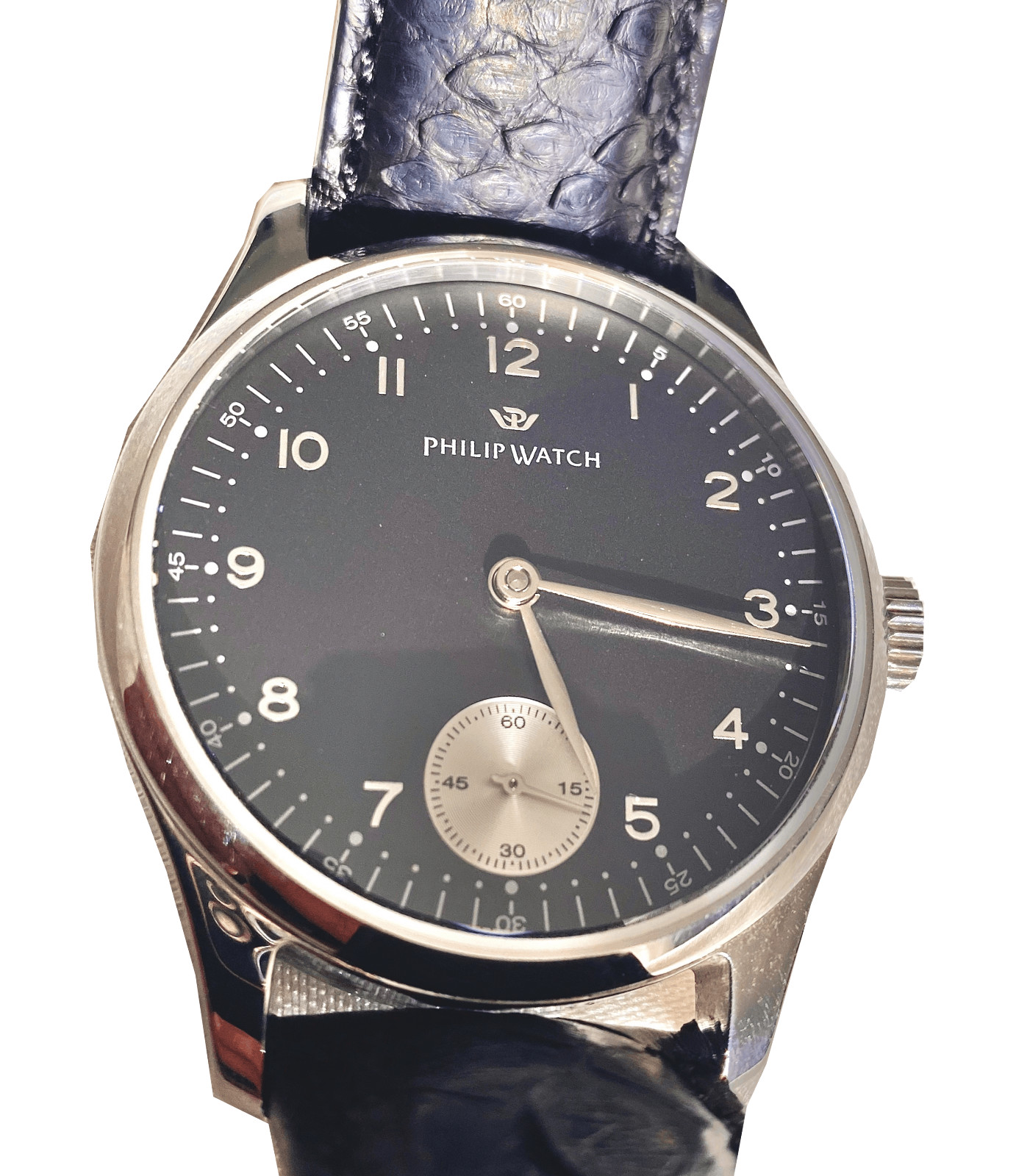 PHILIP WATCH Manual Wind LUXURY WATCH 42mm w/ Booklet Calatrava Style Black Dial
