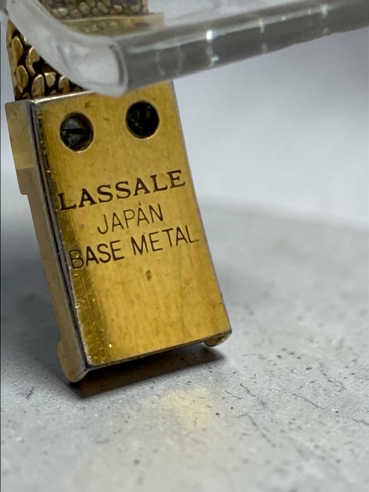 Lassale Gold Plated Rectangle Analog Dress Wristwatch 7.5in 1970-80