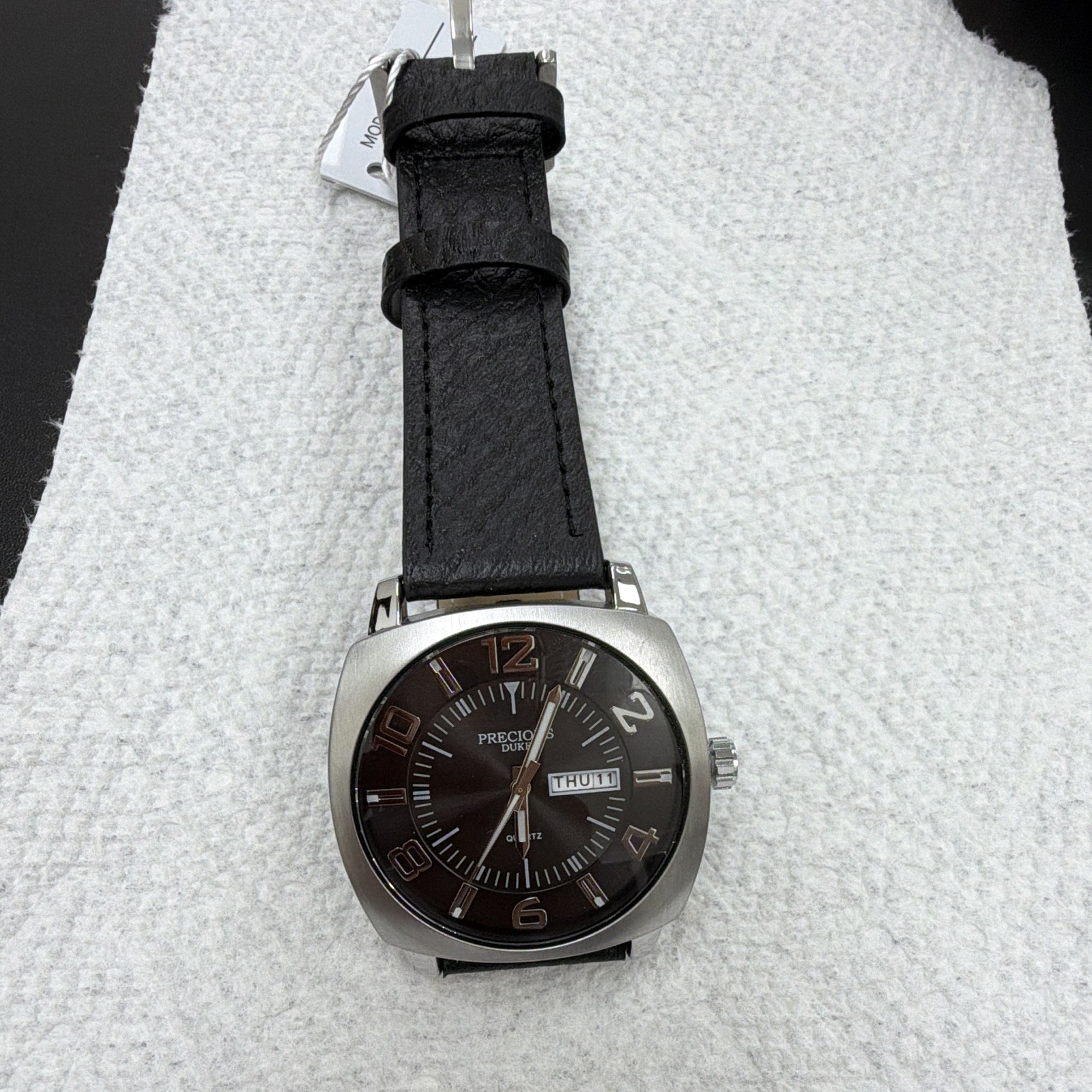 Precious Duke Men’s Quartz Day/Date Wristwatch Black Dial Silver Case 40-43.9mm