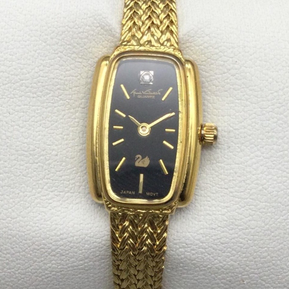 Vintage Gloria Vanderbilt Womens Watch 15mm Black Gold Tone Dress New Battery