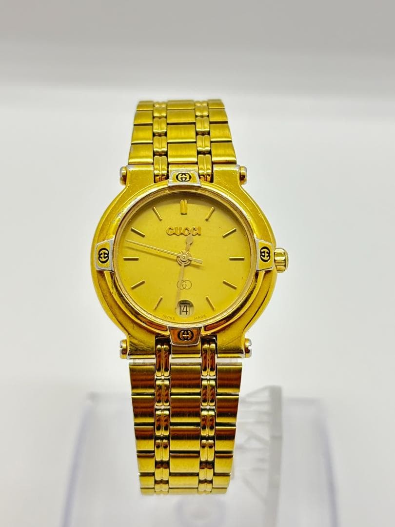 Gucci 9200L 25mm Gold Dial Date Quartz Women’s Watch Vintage works perfectly