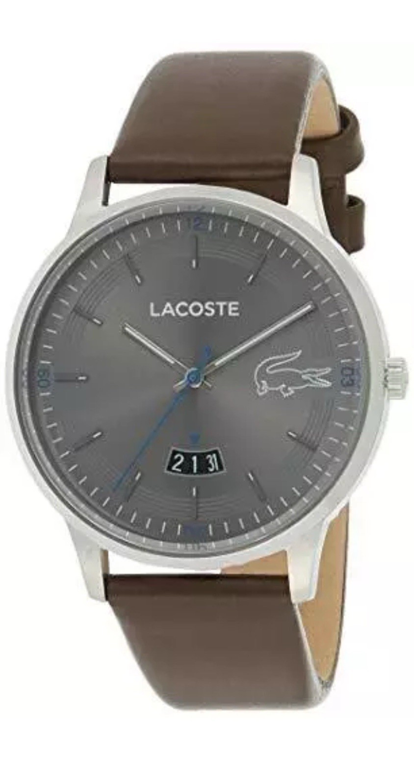 Brand New Lacoste Men’s Madrid Brown Leather Strap Gray Dial Watch 2011033