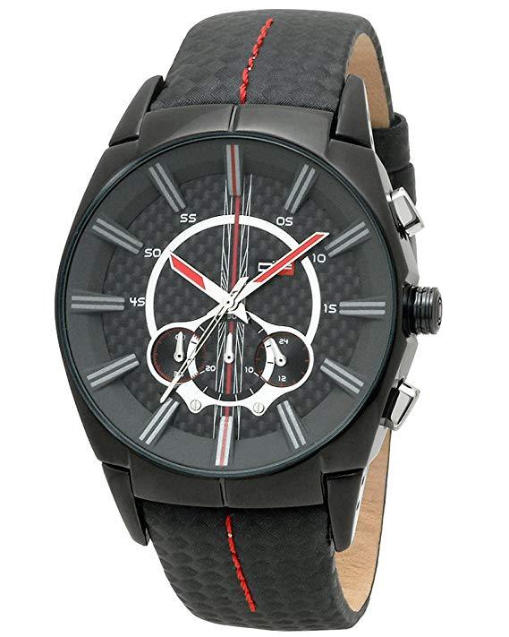 DFactory Men’s DFA017WBB Black Label Chrono Black Dial Leather Watch D.FACTORY