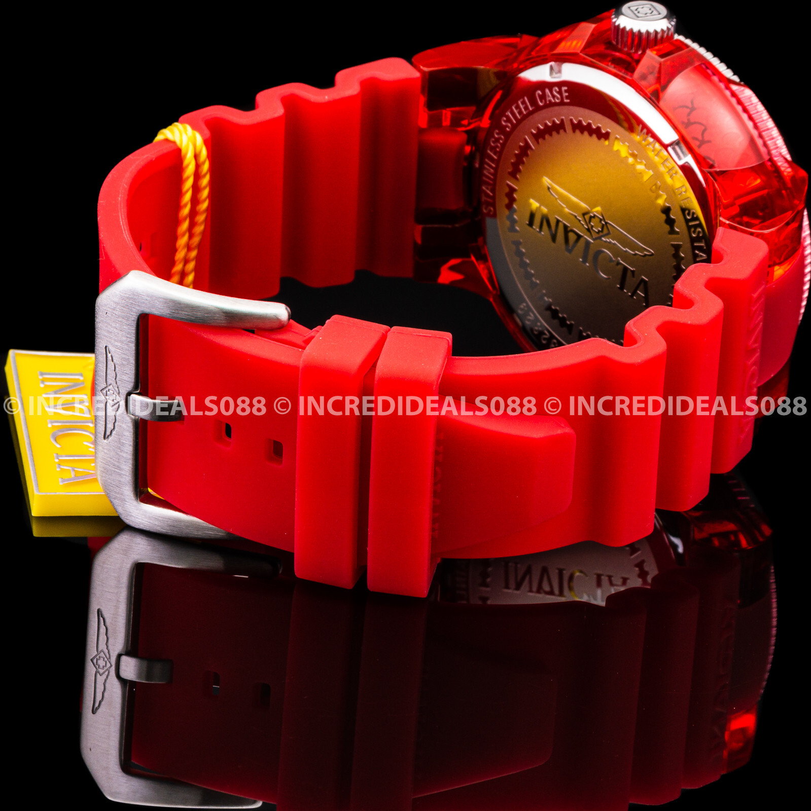 Invicta GRAND PRO DIVER ANATOMIC Red Silver Black SS Stylish Bold Mens Watch